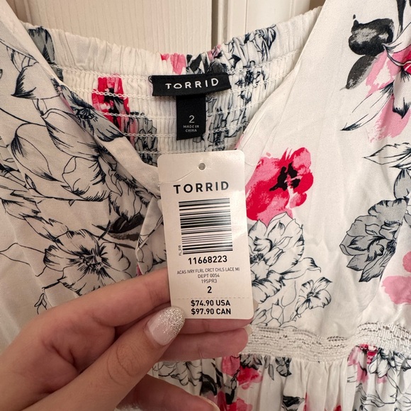 Torrid Floral Dress - White and Pink - Picture 5 of 5